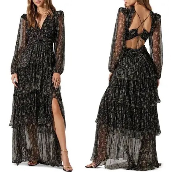 Astr Dresses & Skirts - Nwt Astr Black Sheer Floral Maxi Dress